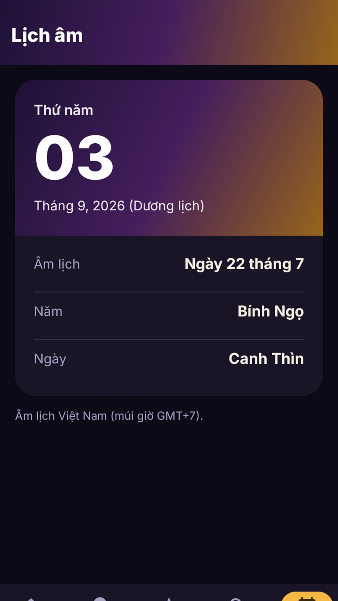 Vietnamese Lunar Calendar tool